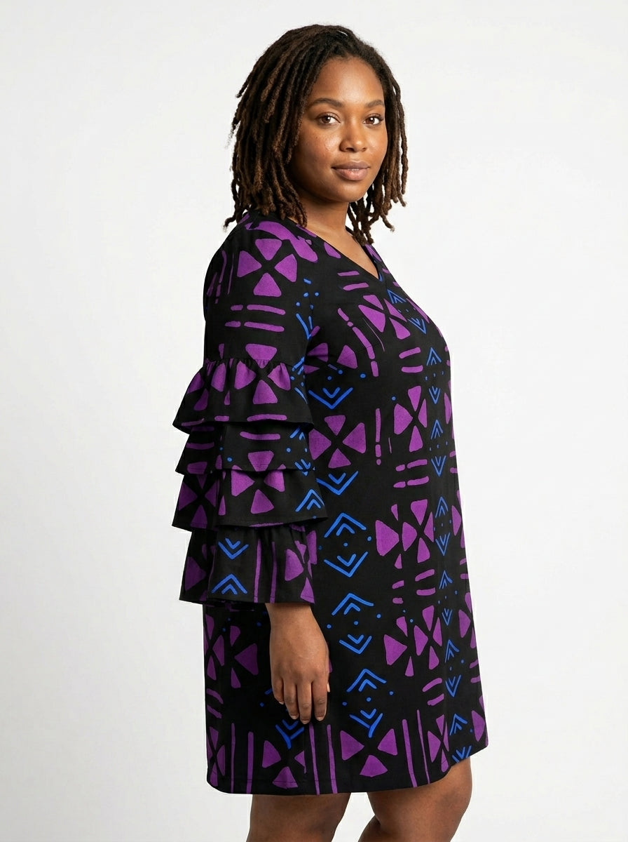 "Bamako" Stacked Ruffle Sleeve Dress