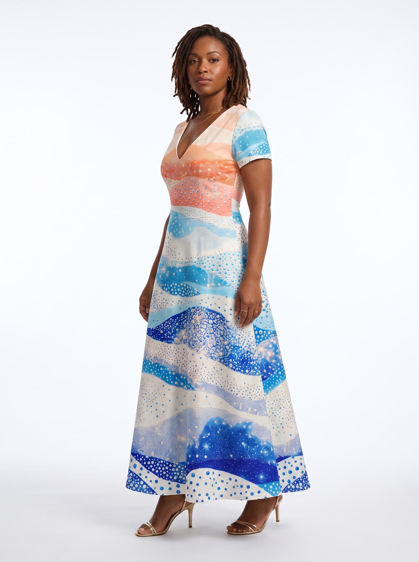 "Maji" Short Sleeve Maxi Dress
