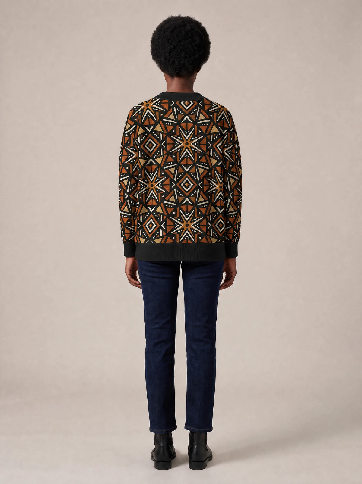 "Udongo" Cardigan — back view on model