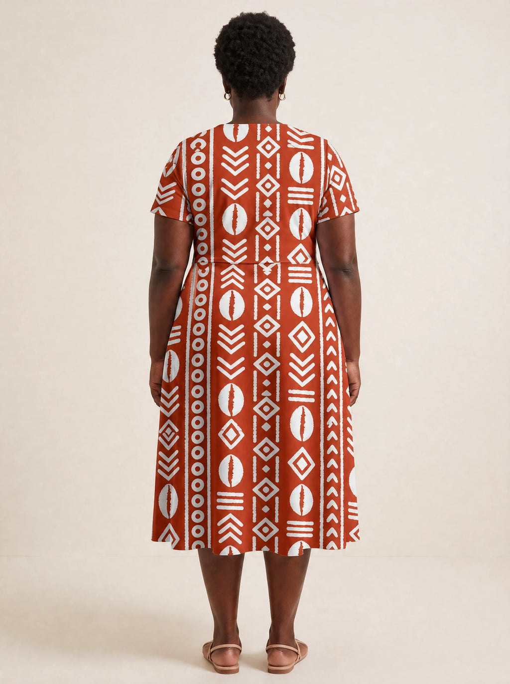 "Oshun Kijani" V Neck Midi Dress
