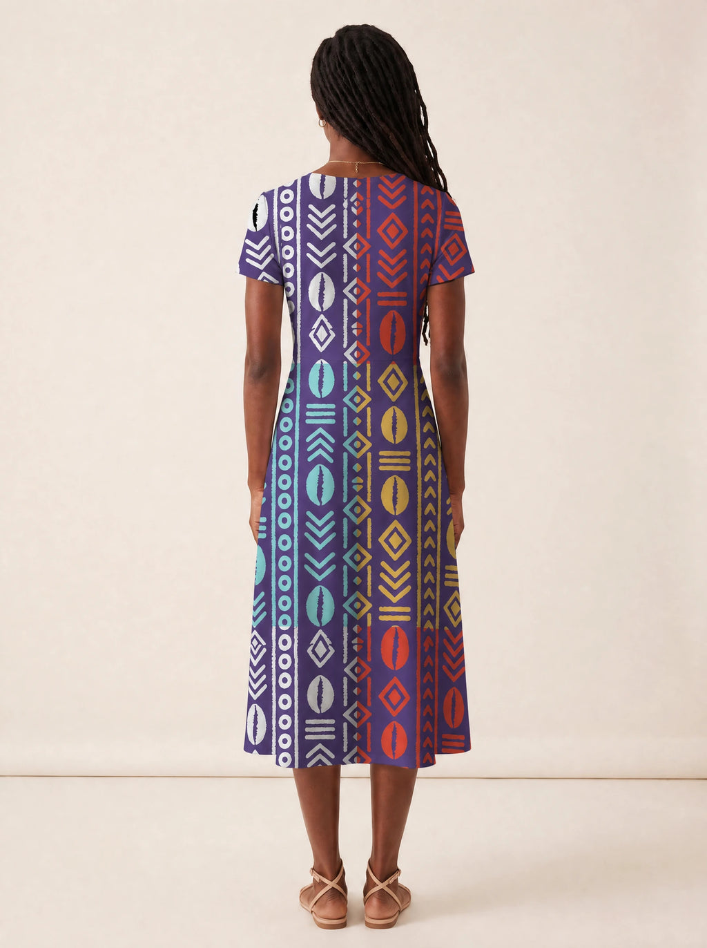 "Oshun Zamani" V Neck Midi Dress