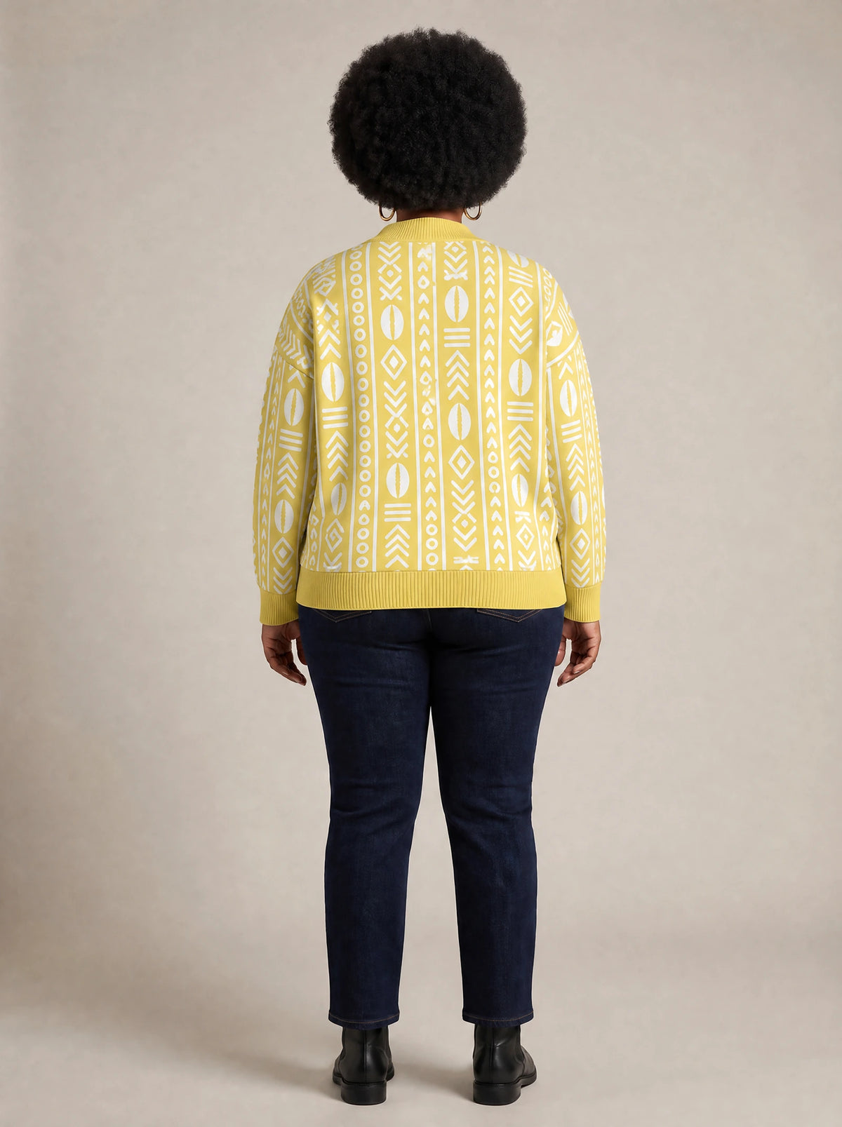 "Oshun Dhahabu" Cardigan — back view on model
