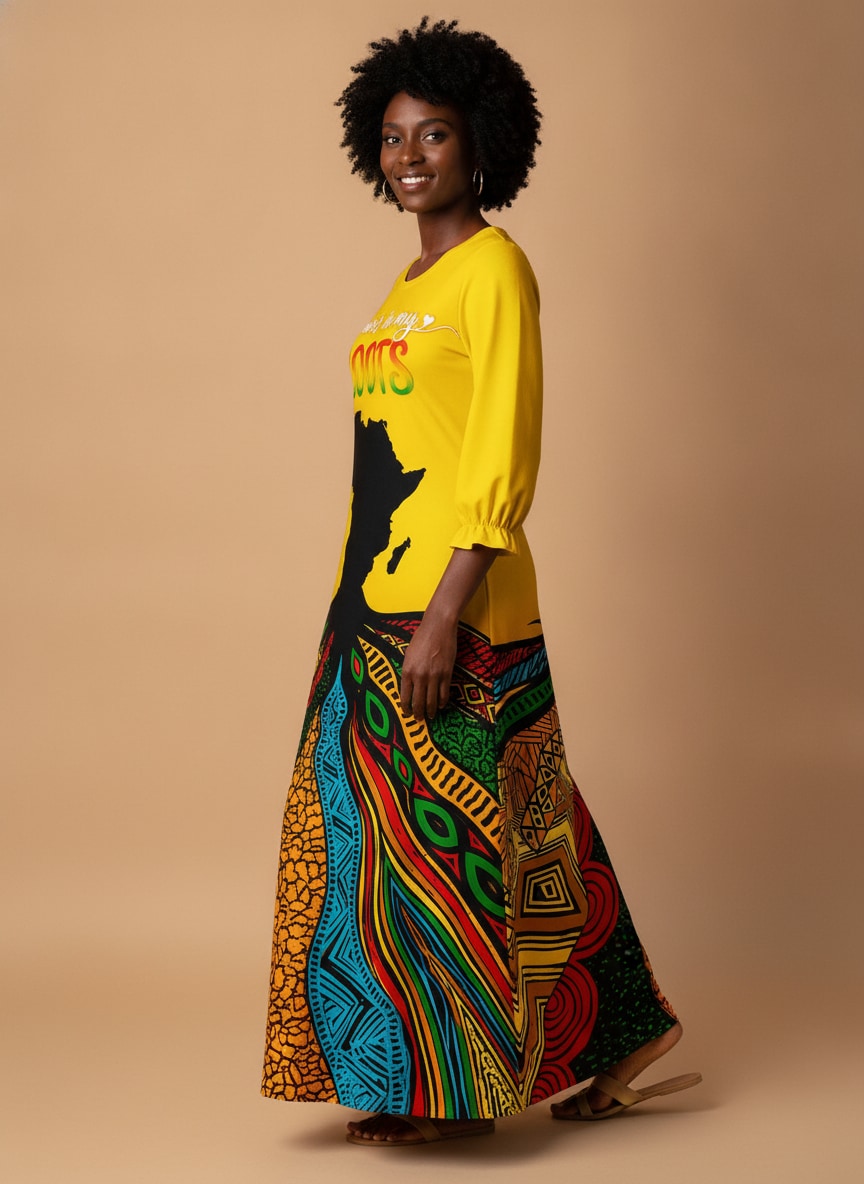 "Mzizi" Long Sleeve Maxi Dress