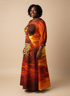 Designed Long Sleeve Maxi Dress