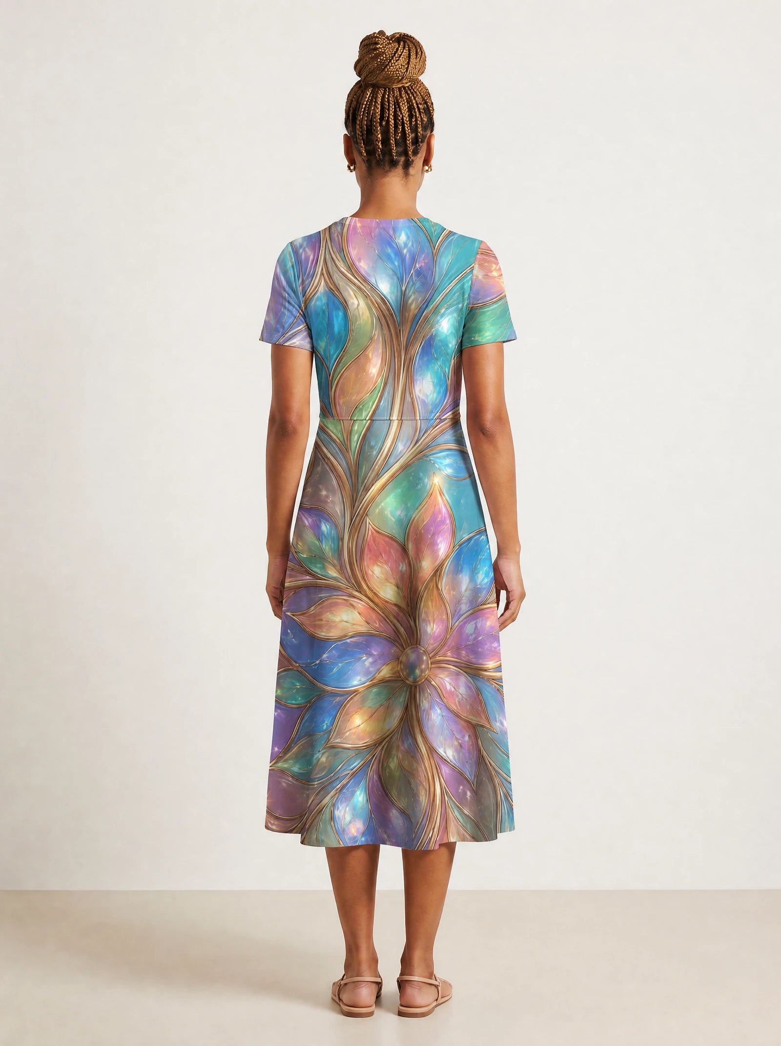 "Almasi" V Neck Midi Dress