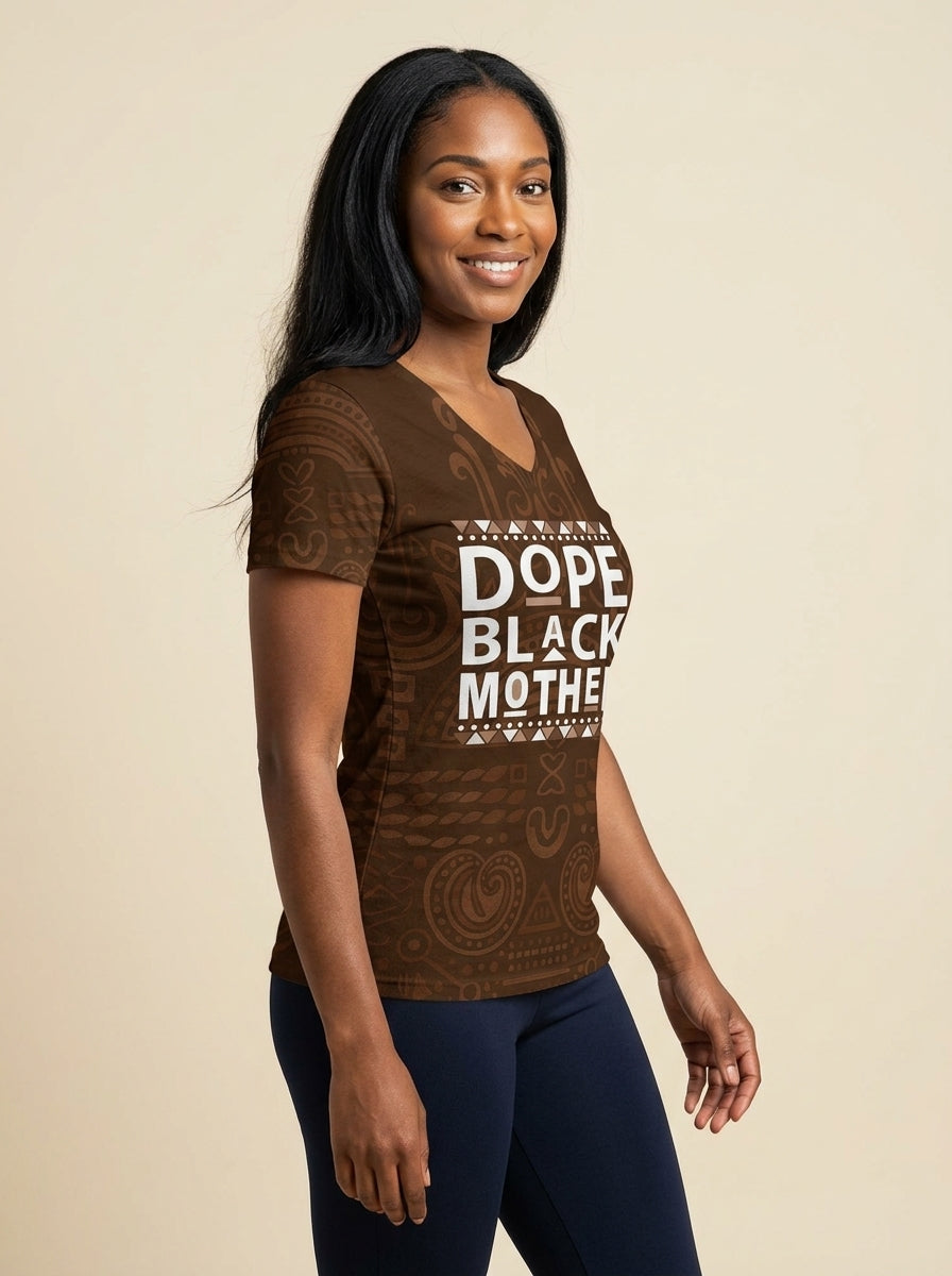 Dope Black Mom V-Neck T-Shirt