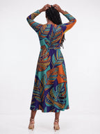 "Majani" Viscose Midi Dress — back view on model