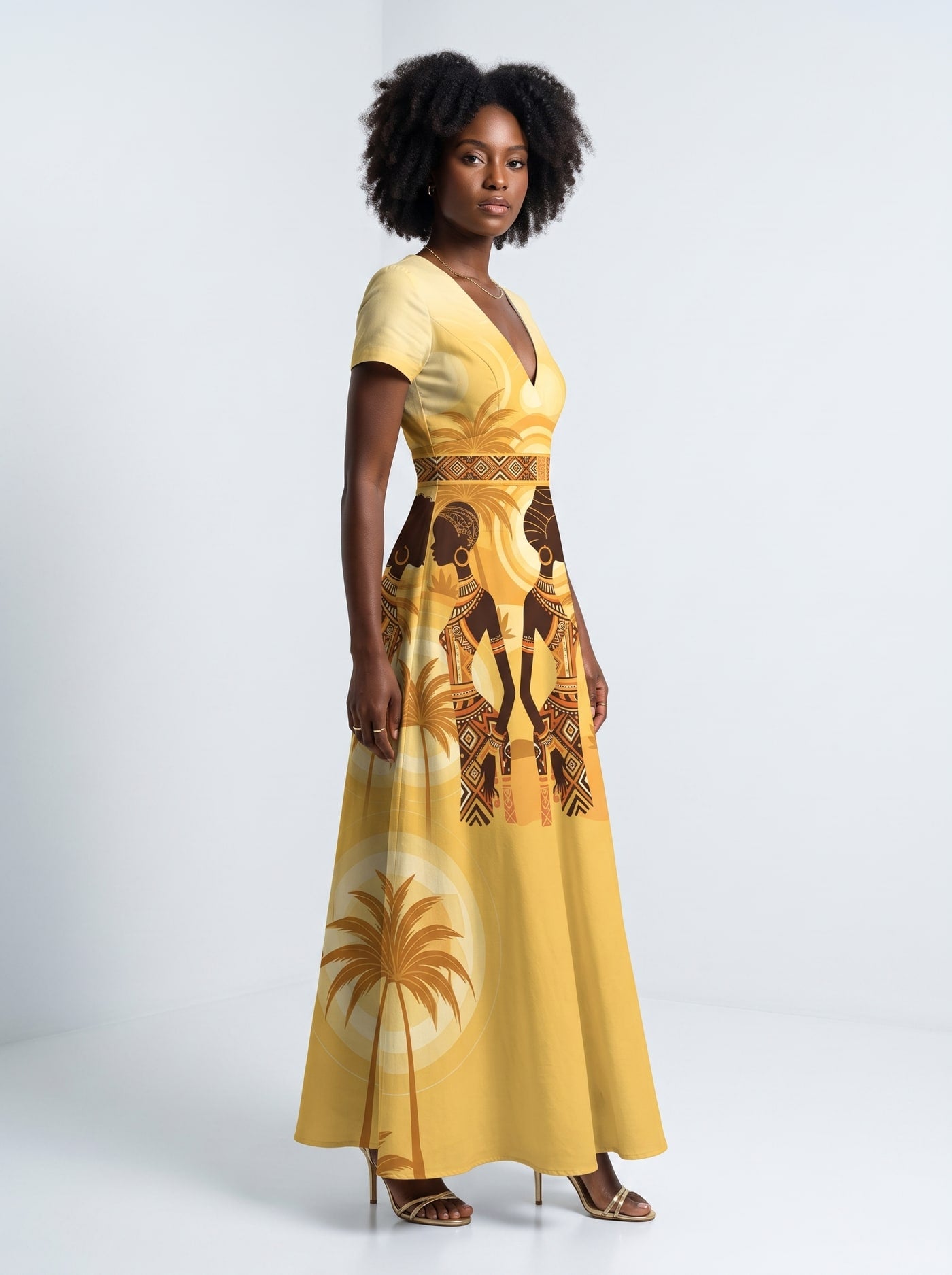 Ancestral Flame Short Sleeve Maxi Dress