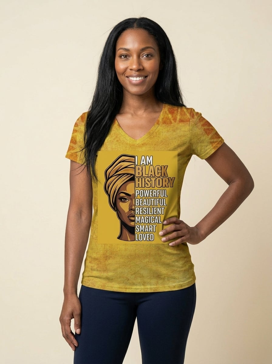 I am Black History V-Neck T-Shirt