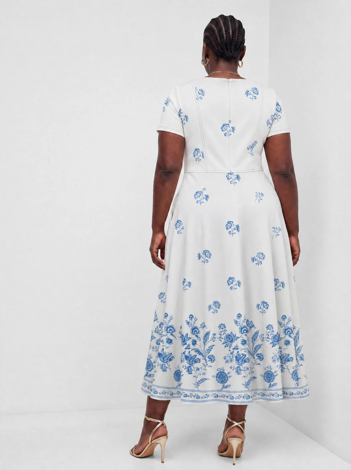 "Buluu" Sweetheart Midi Dress — back view on model