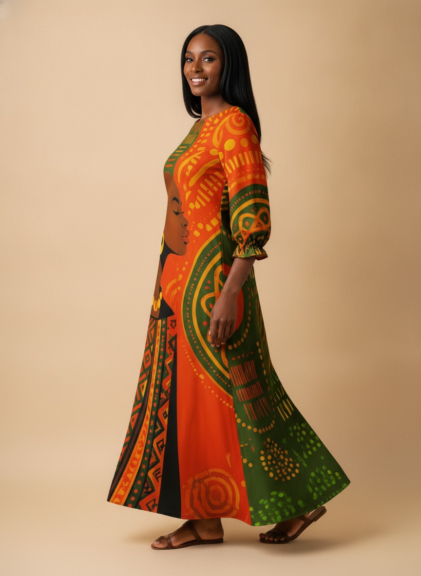 "Malkia" Long Sleeve Maxi Dress