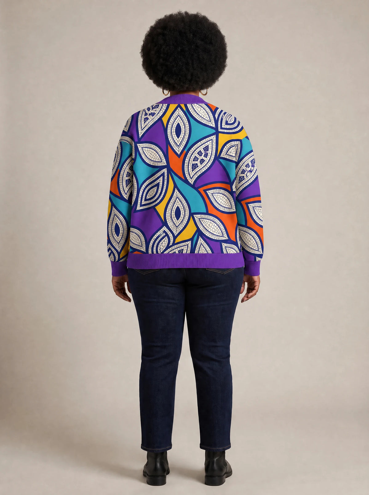 "Johari" Cardigan — back view on model