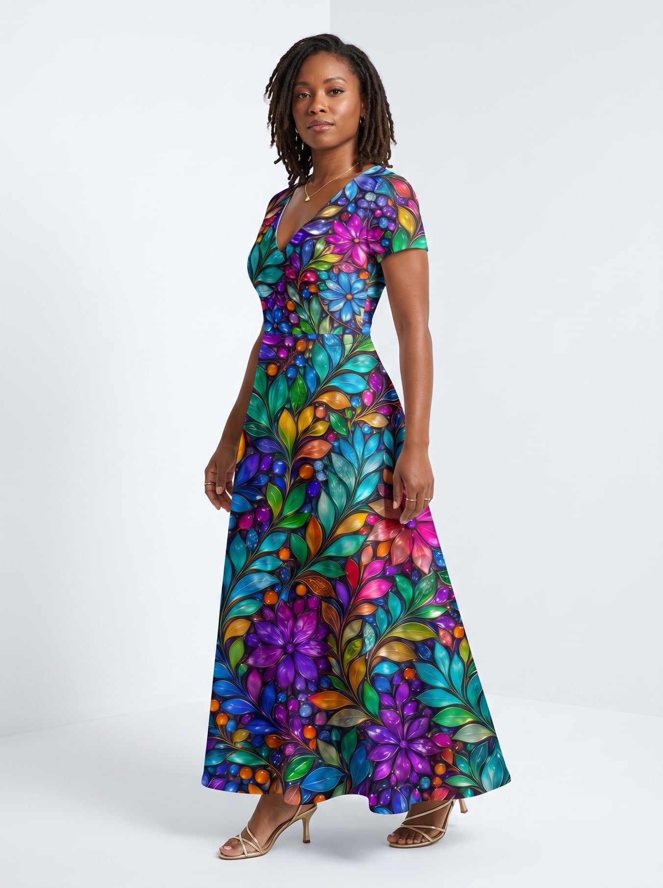 "Upinde" Short Sleeve Maxi Dress