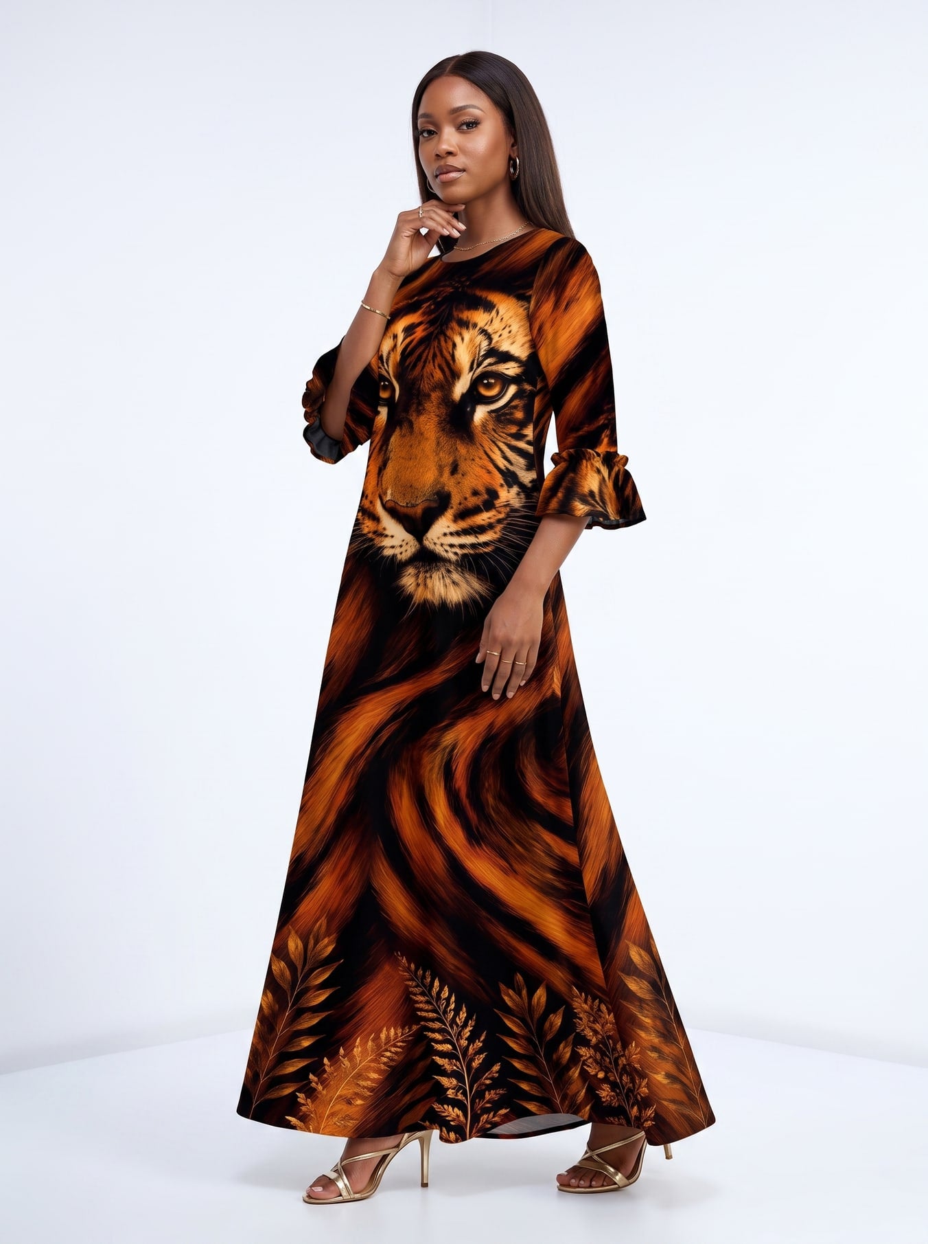 "Moto" Long Sleeve Maxi Dress