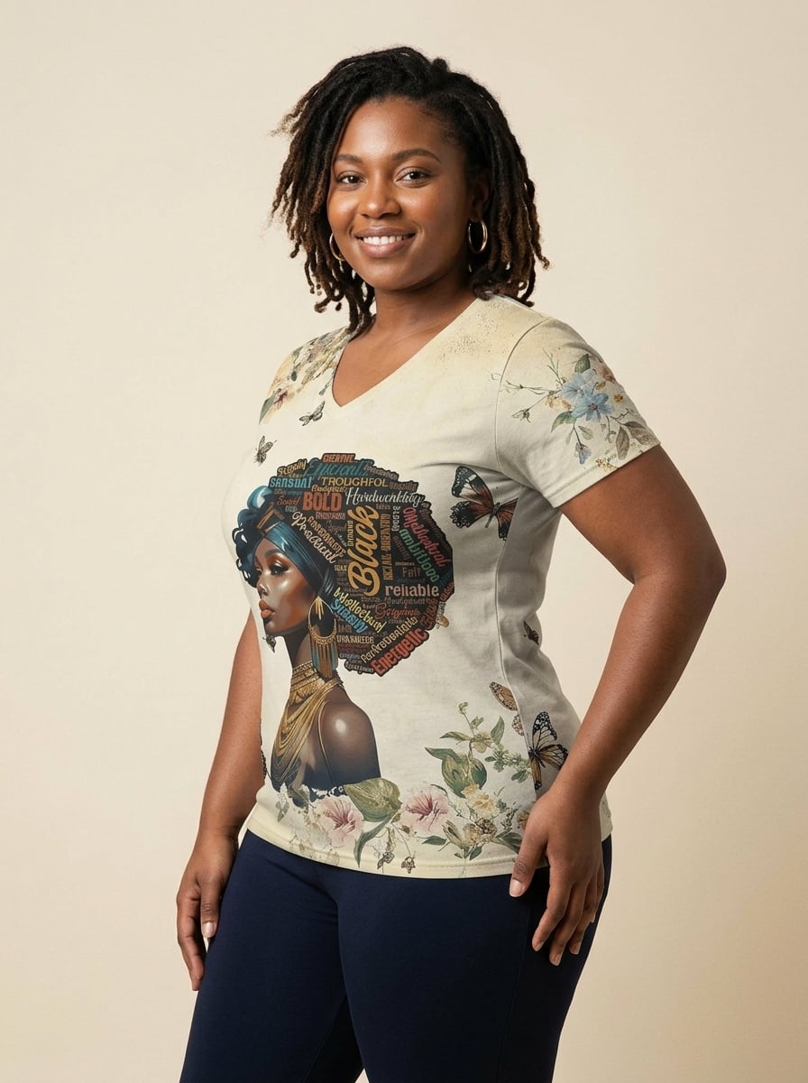 Gorgeous Black Queen V-Neck T-Shirt