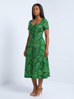 "Asili Emerald" Sweetheart Midi Dress