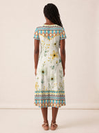 "Alizeti" V Neck Midi Dress