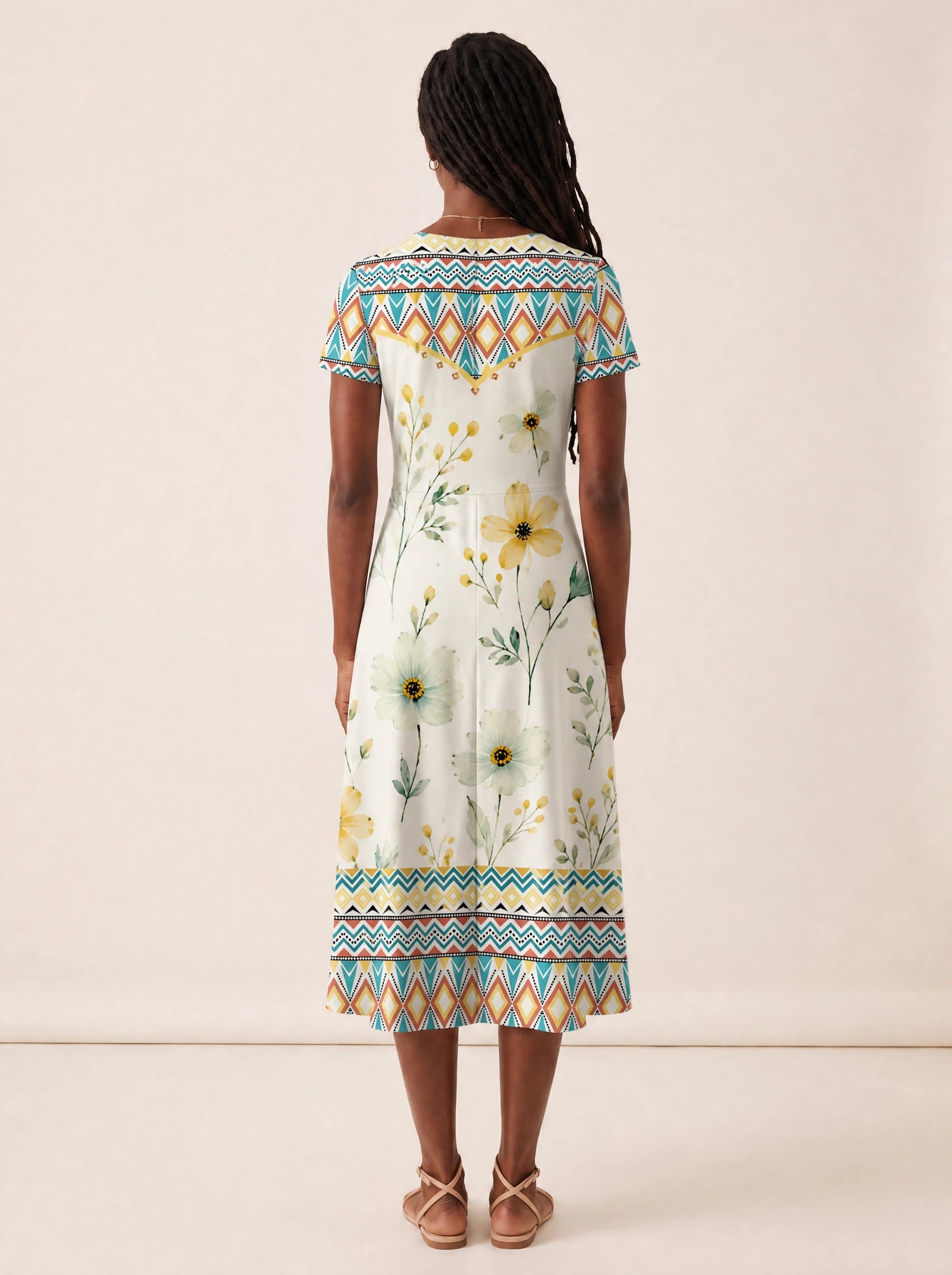 "Alizeti" V Neck Midi Dress