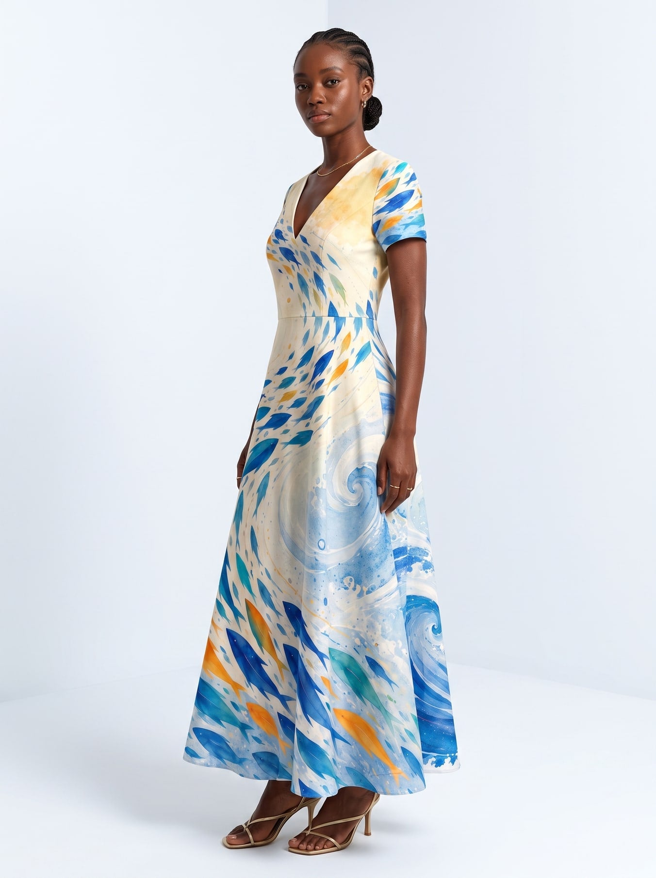 "Samaki" Short Sleeve Maxi Dress