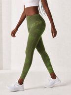 Green Orchid Leggings — side view on model
