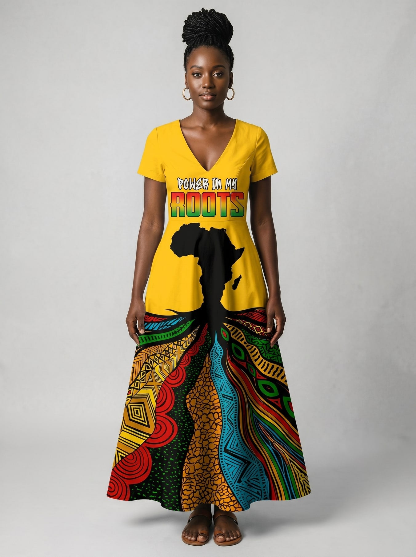 "Mzizi" Short Sleeve Maxi Dress