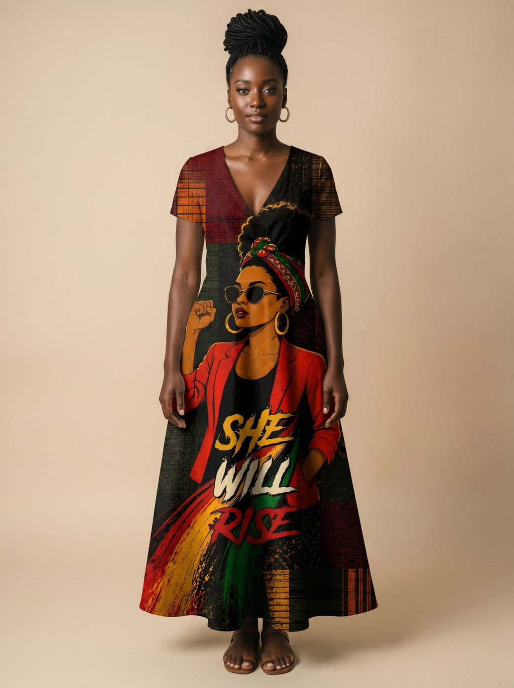 "Inuka" Short Sleeve Maxi Dress