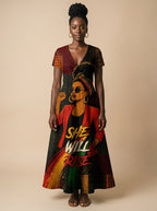 "Inuka" Short Sleeve Maxi Dress