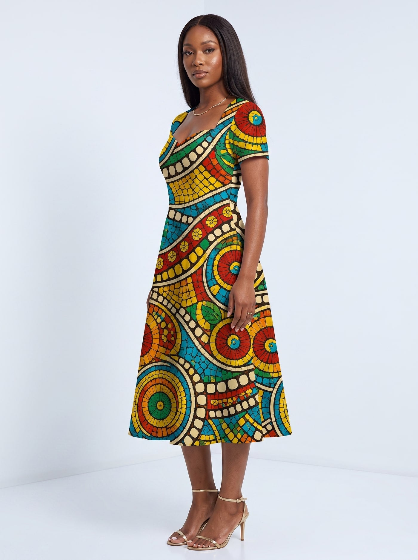 "Taji" Sweetheart Midi Dress