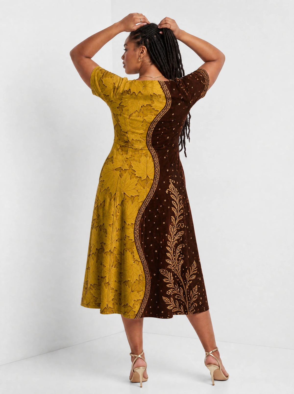 "Msimu" Sweetheart Midi Dress — back view on model