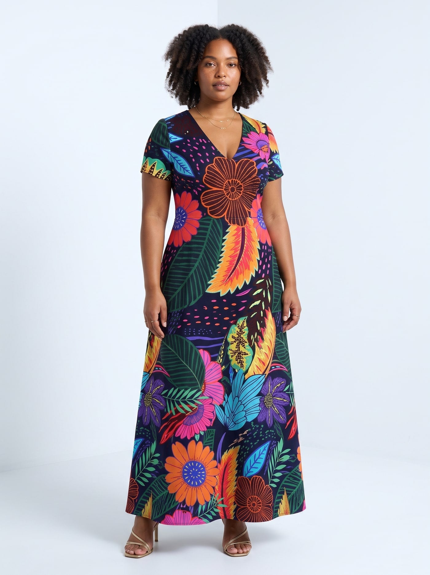 "Bustani" Short Sleeve Maxi Dress