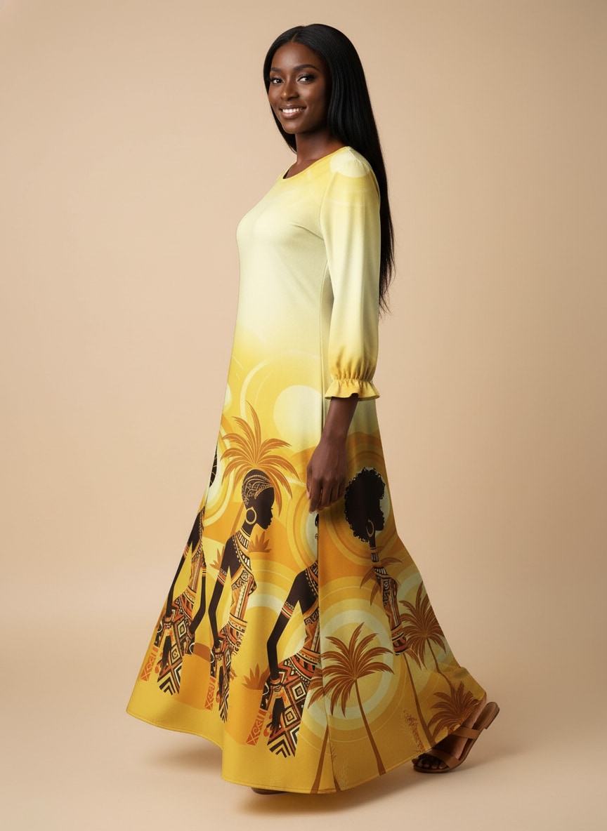 Ancestral Flame Long Sleeve Maxi Dress