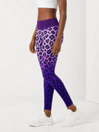 "Unstoppable" Amethyst Leopard Leggings — side view on model