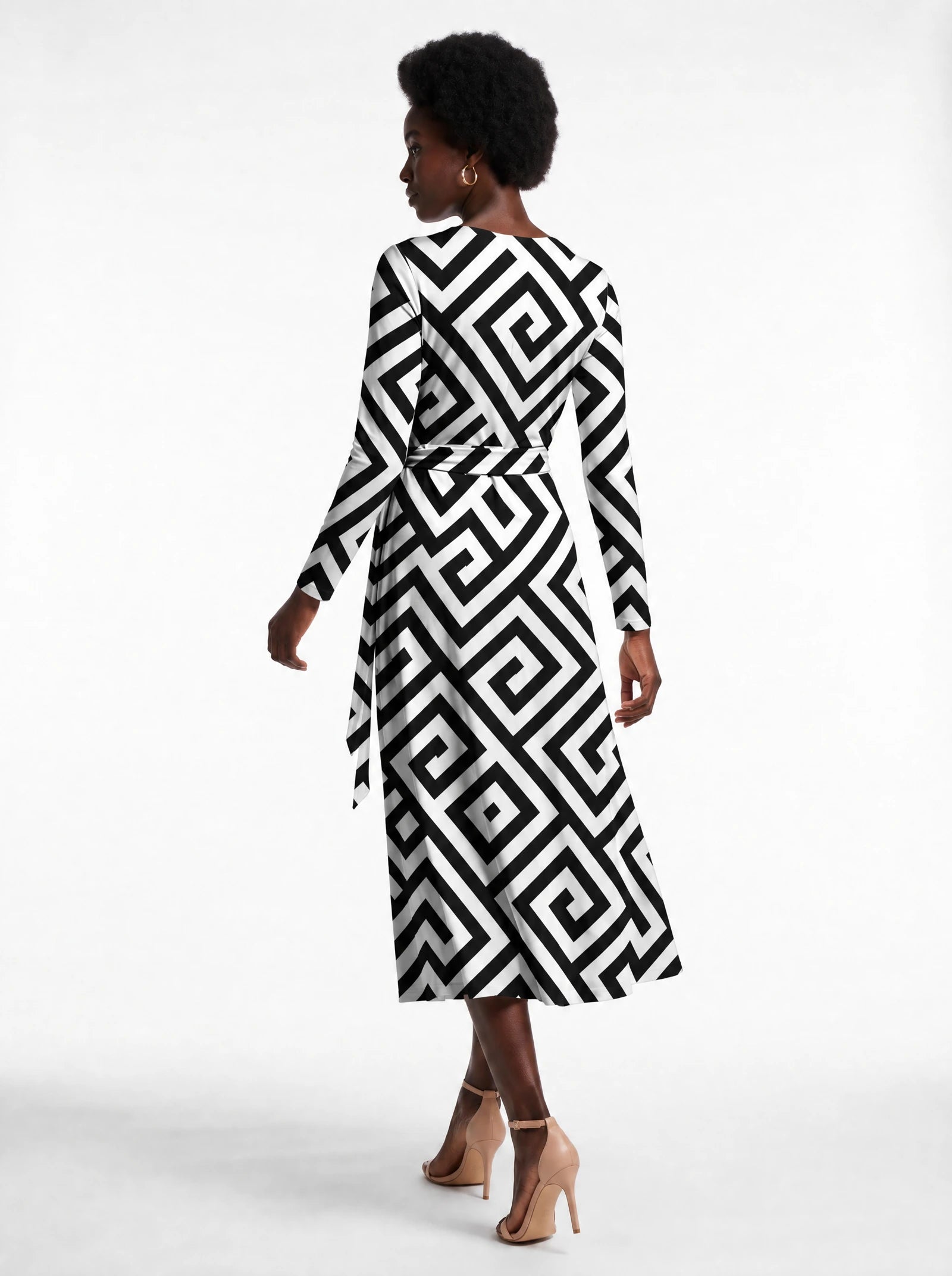"Zamu" Viscose Midi Dress — back view on model