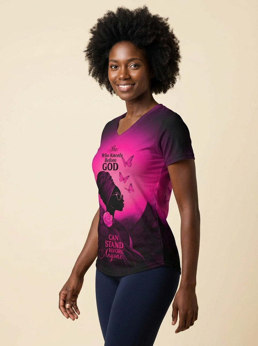 "Selah" Pink V-Neck T-Shirt
