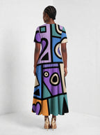 "Sanaa" Short Sleeve Maxi Dress — back view on model