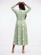 "Oshun Verde" Viscose Midi Dress — back view on model