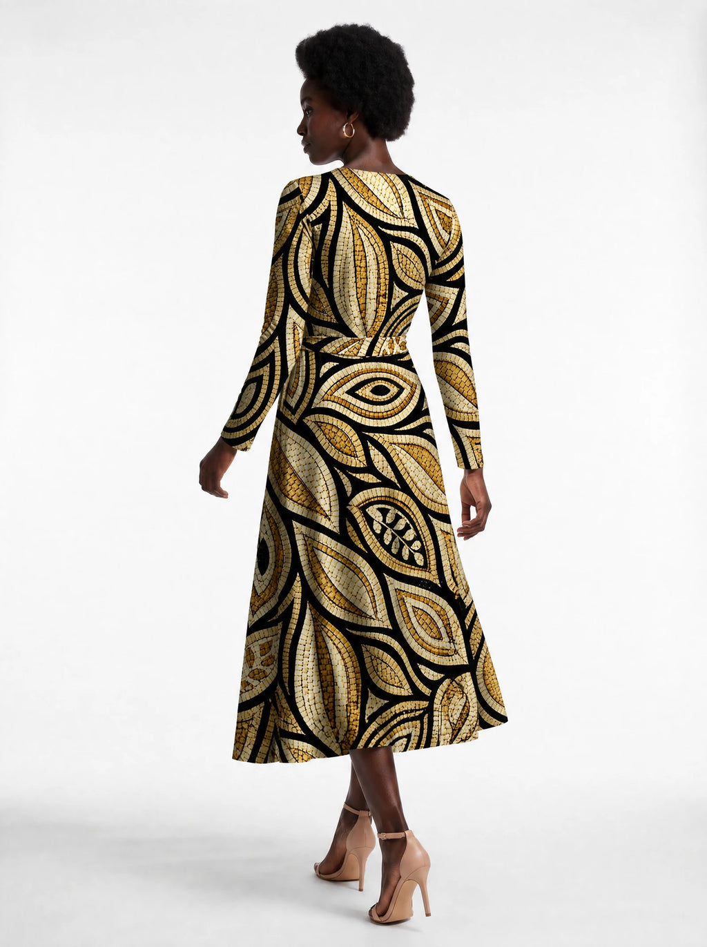 "Ashanti" Viscose Midi Dress — back view on model