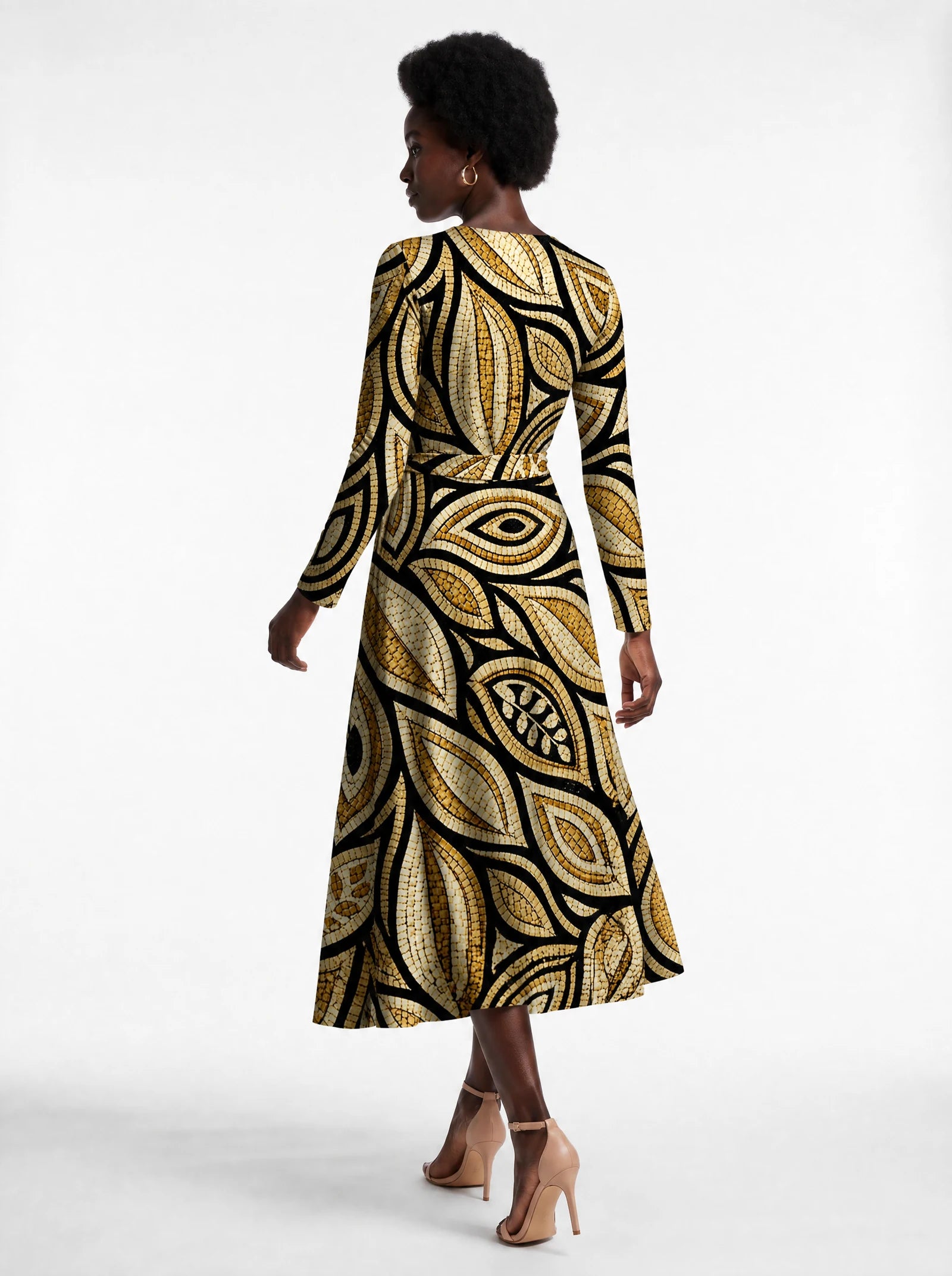 "Ashanti" Viscose Midi Dress — back view on model