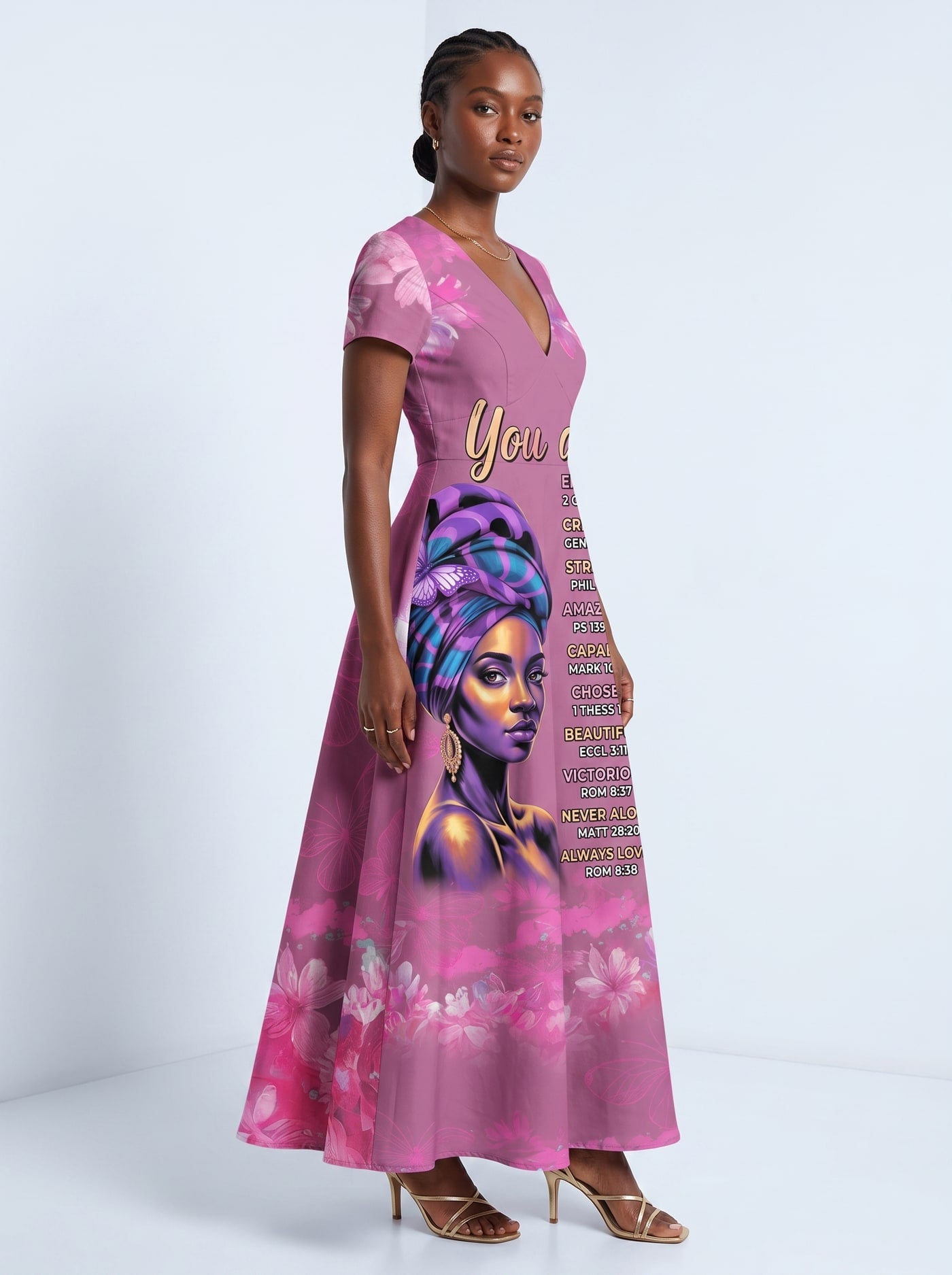 Pink Orchid Short Sleeve Maxi Dress