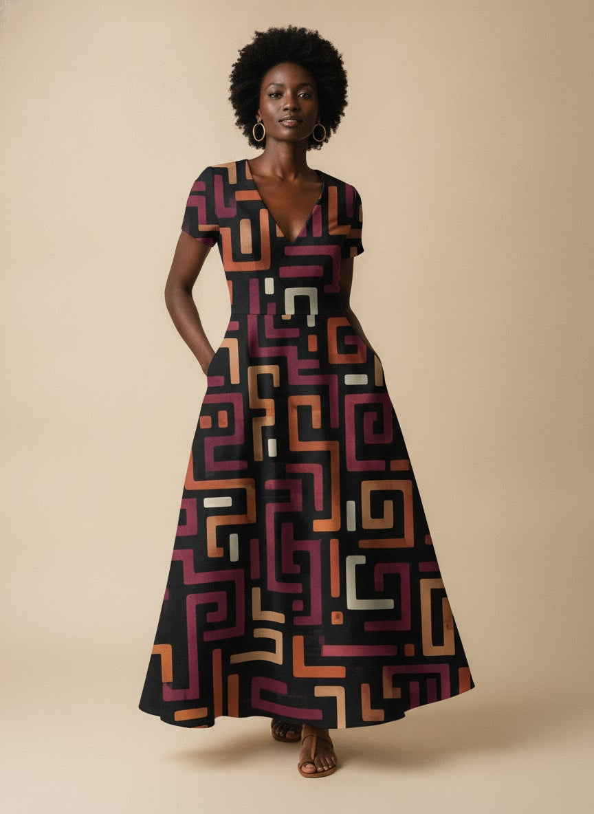 "Njeri" Short Sleeve Maxi Dress
