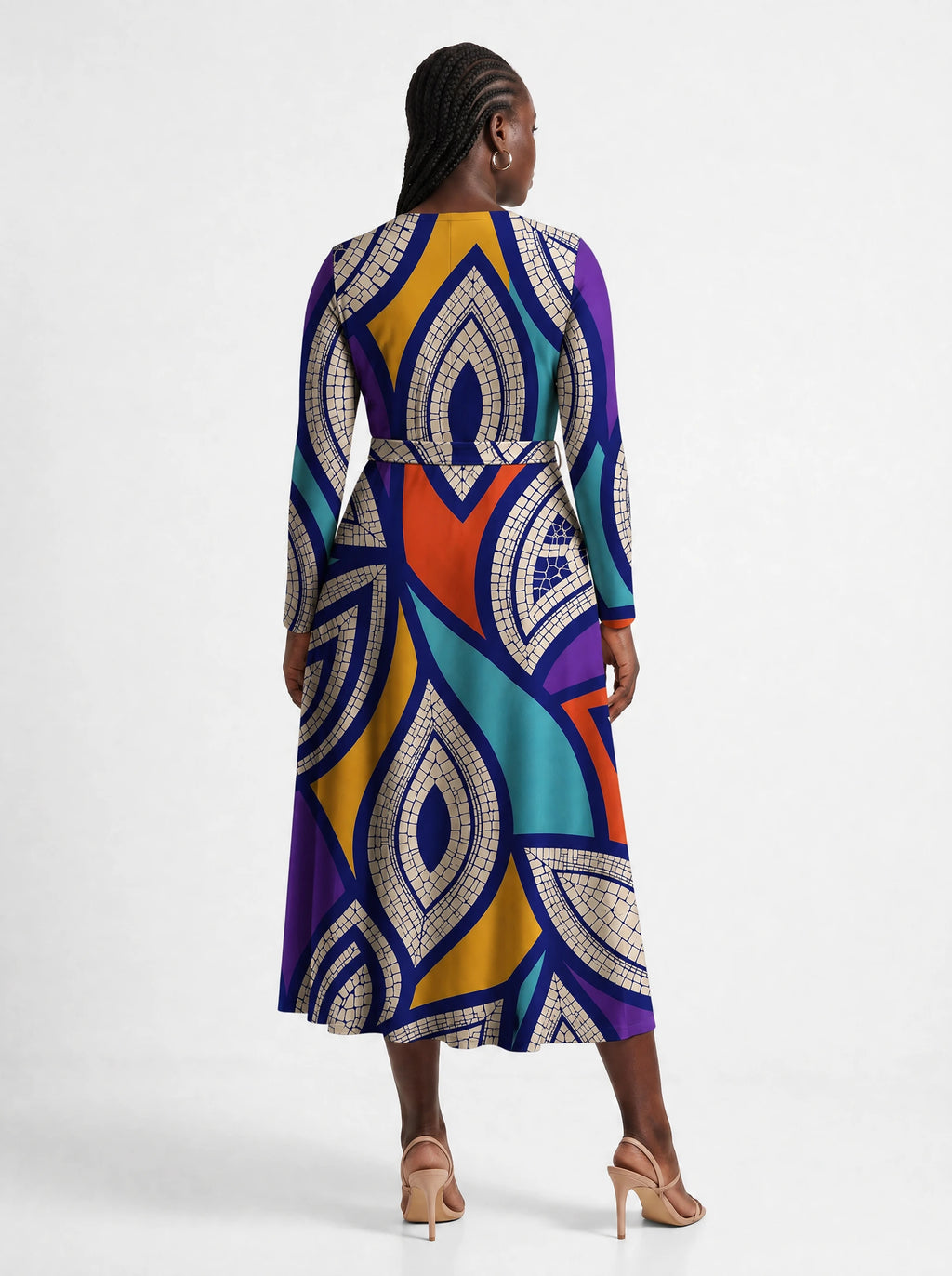"Johari" Viscose Midi Dress — back view on model