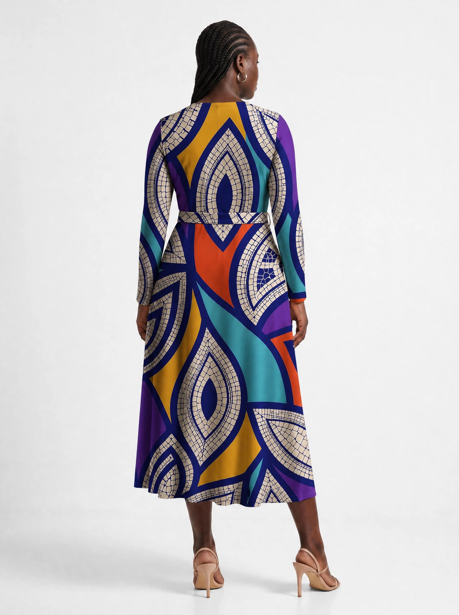 "Johari" Viscose Midi Dress — back view on model