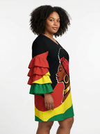 Black History Stacked Ruffle Sleeve Dress