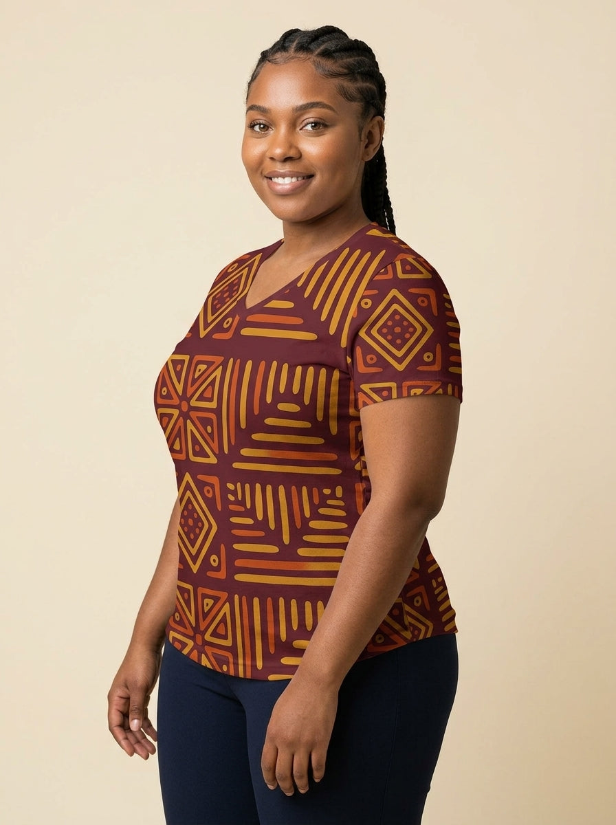 Mudcloth V-Neck T-Shirt