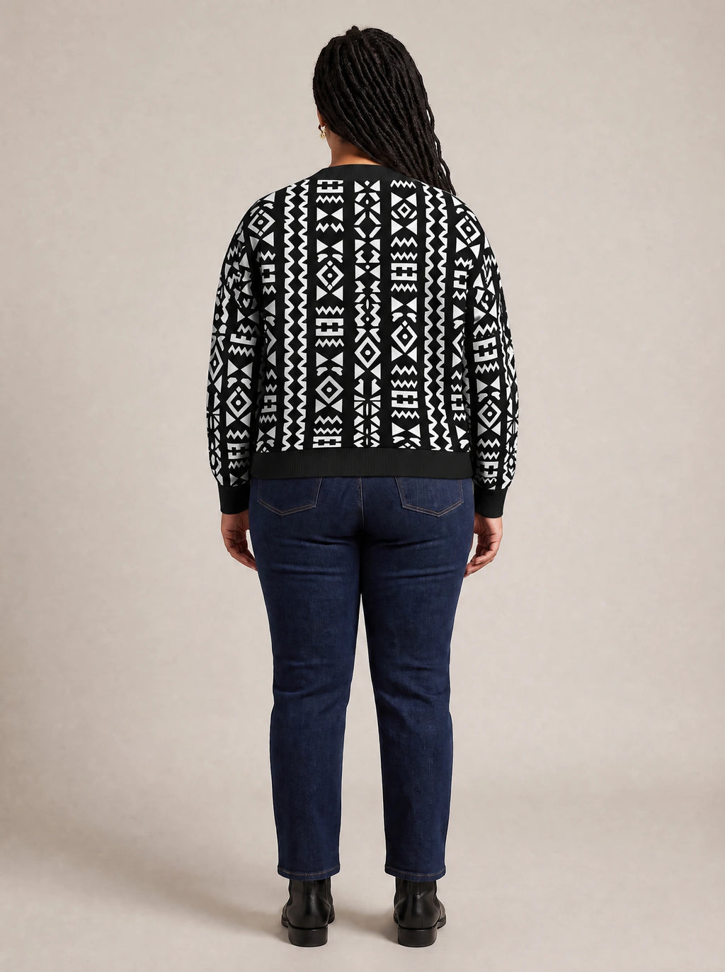 "Kuba" Cardigan — back view on model
