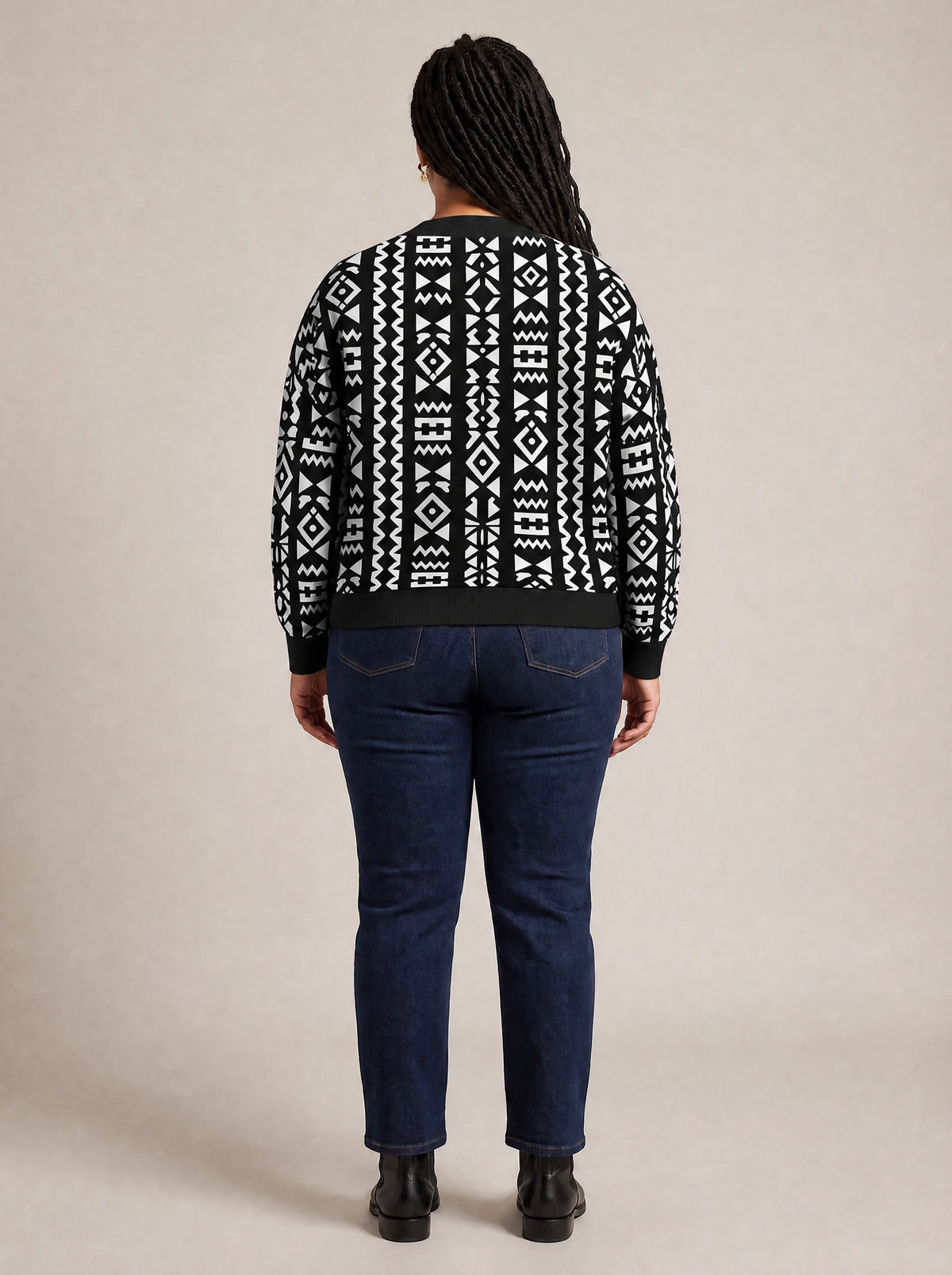 "Kuba" Cardigan — back view on model