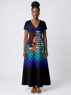 "Unstoppable" Sapphire Leopard" Short Sleeve Maxi Dress
