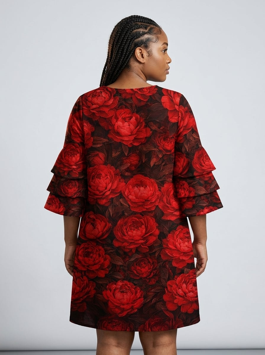 "Tosha" Stacked Ruffle Sleeve Dress