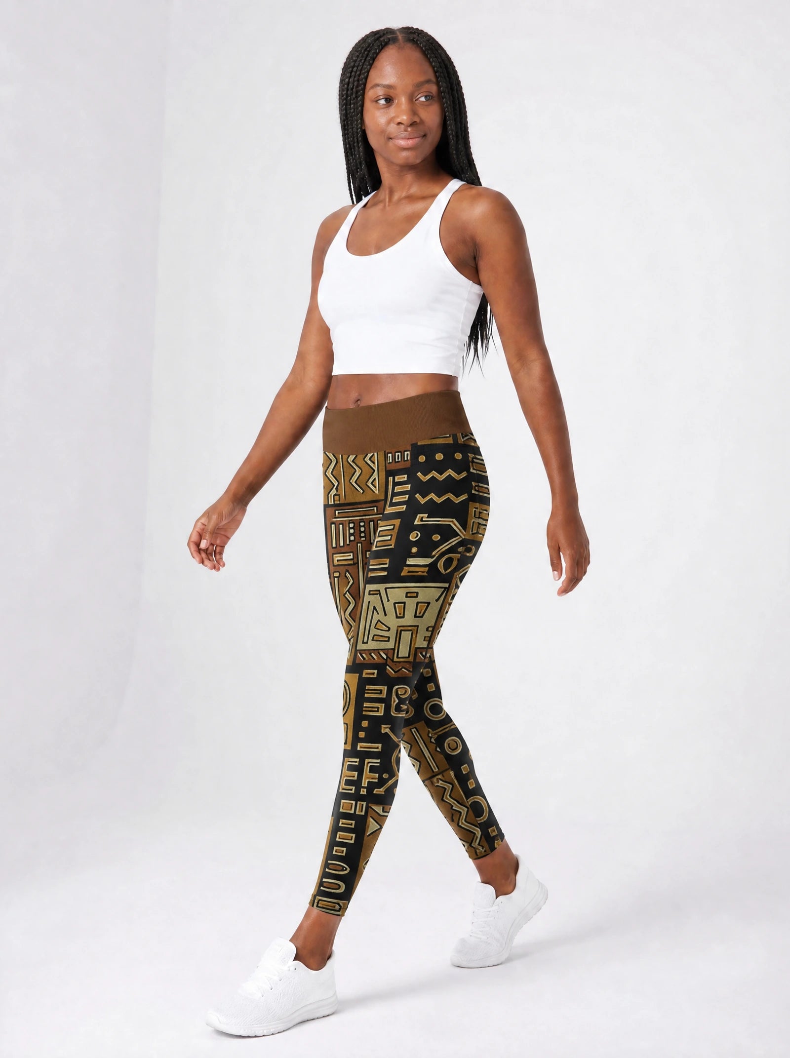 "Sankofa" Leggings — full body view on model