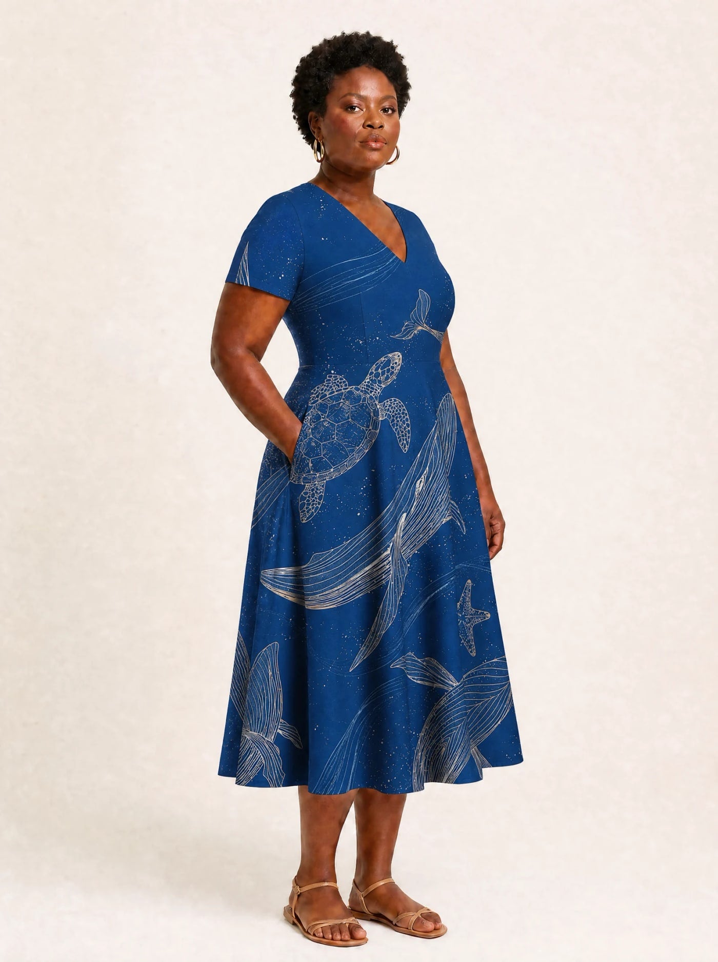 "Pwani" V Neck Midi Dress Promo
